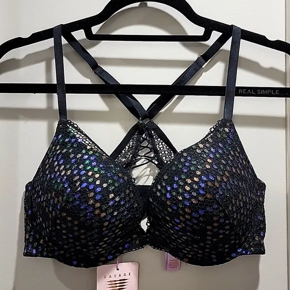Savage X Fenty Disco Lace Up Push Up Bra 36D