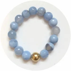 Serenity Blue Agate with Hammered Gold Accent