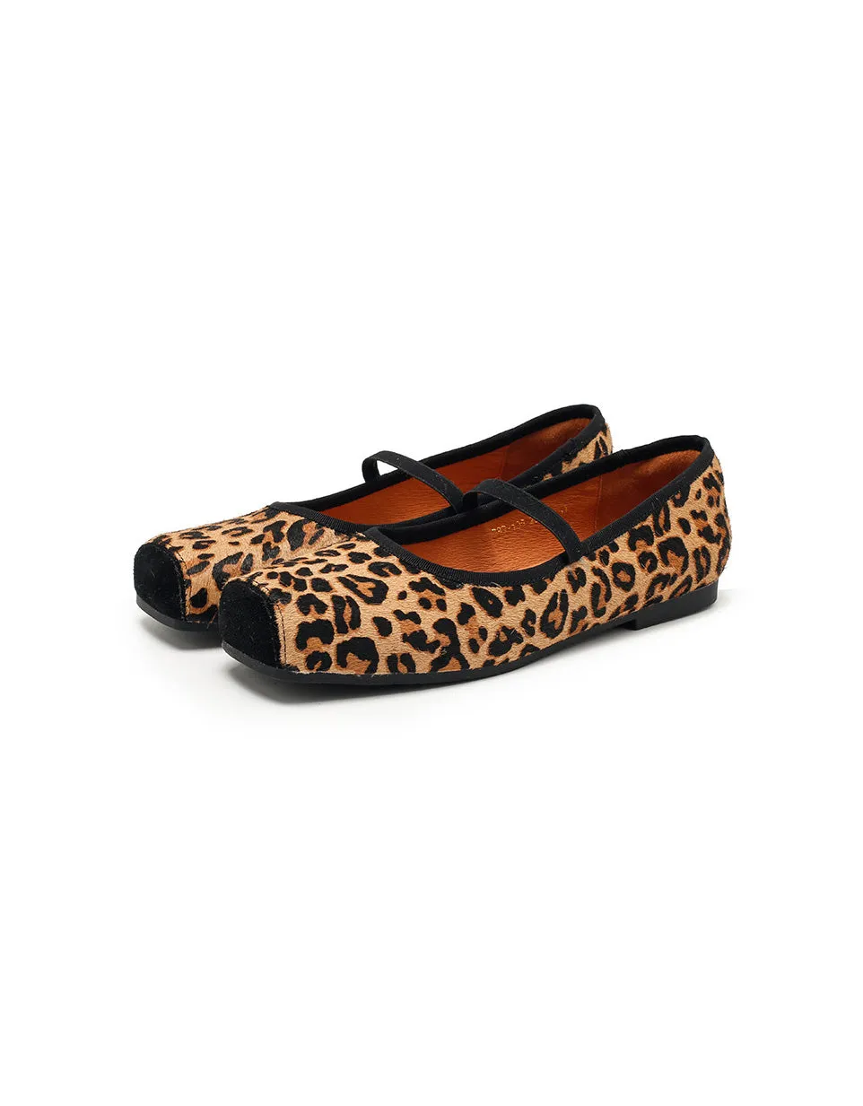 Square-toe Ballet Style Light-weight Leopard Flats 35-41