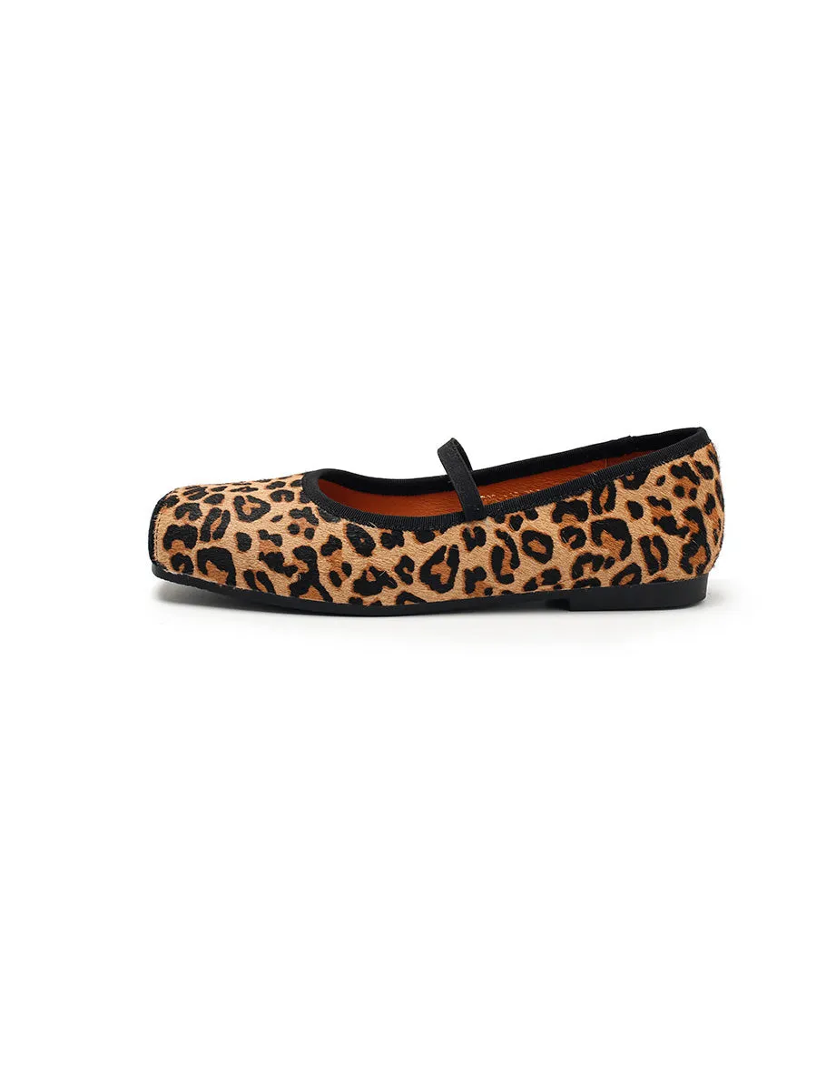 Square-toe Ballet Style Light-weight Leopard Flats 35-41