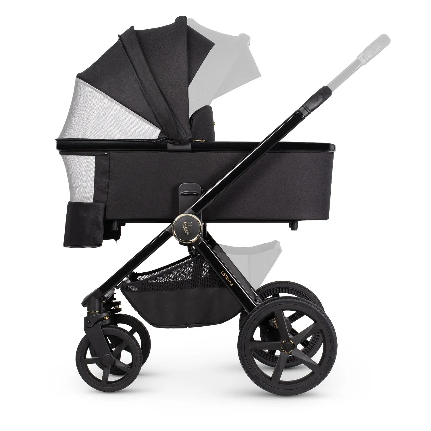 Venicci Upline 2 Travel System with Accessories, Tiago Car Seat & ISOFIX Base - All Black