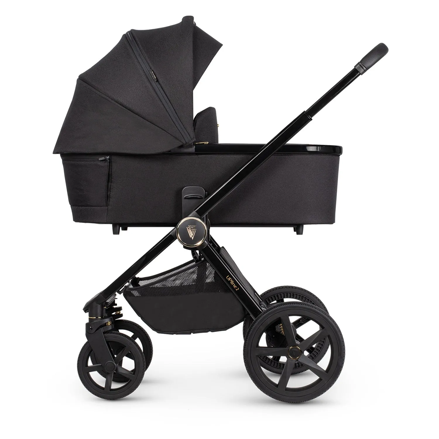 Venicci Upline 2 Travel System with Accessories, Tiago Car Seat & ISOFIX Base - All Black