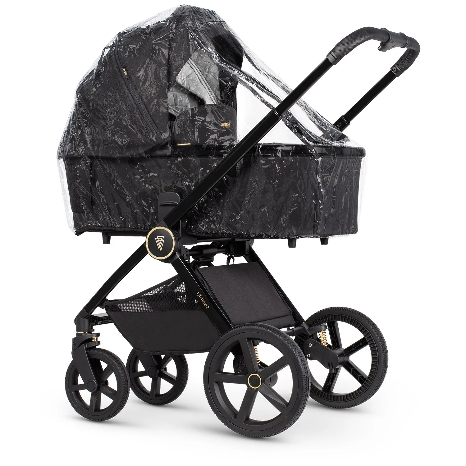 Venicci Upline 2 Travel System with Accessories, Tiago Car Seat & ISOFIX Base - All Black