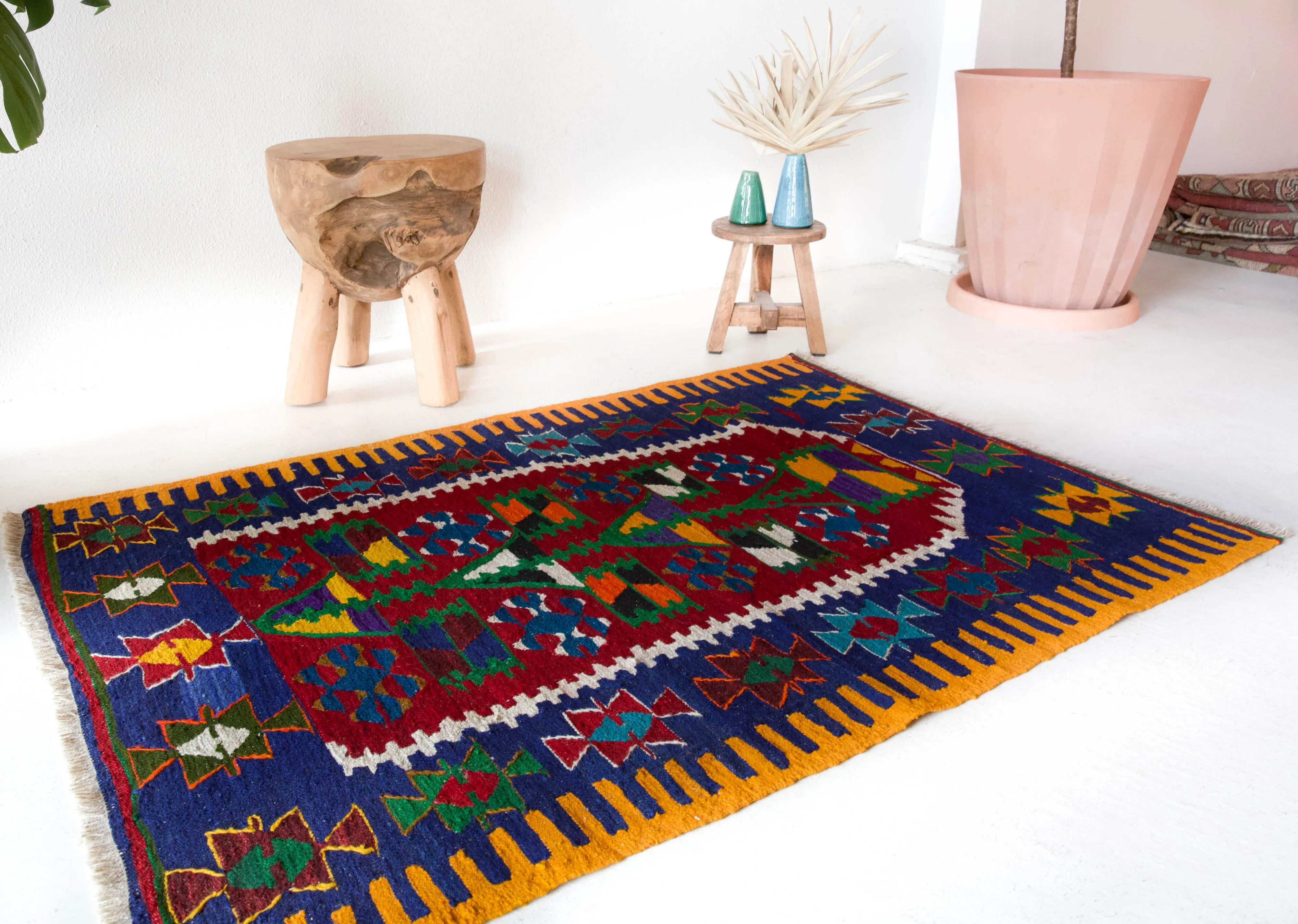 Vintage Oushak Kilim Rug 3'x4'5"