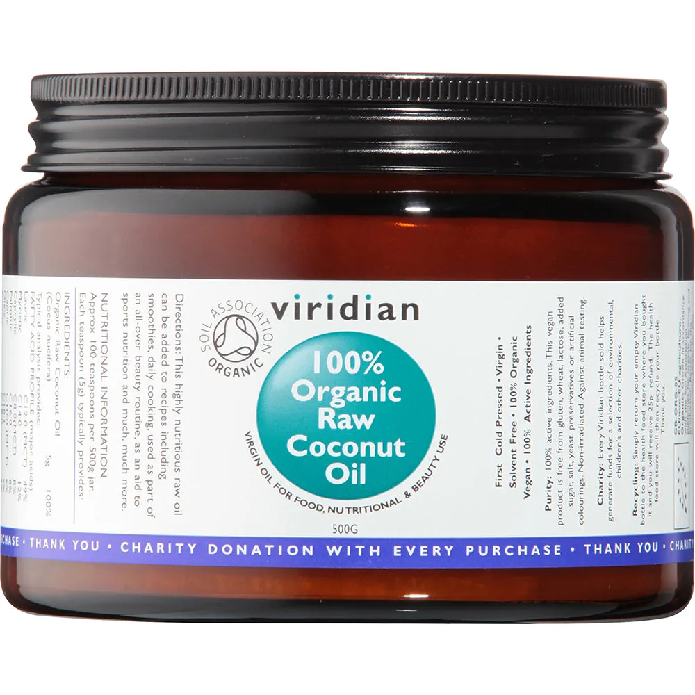 Viridian 100% Organic Raw Coconut Oil 500g