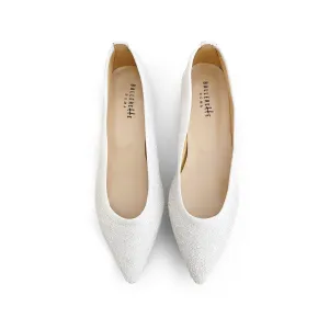 White glitter pointed toe ballet flats