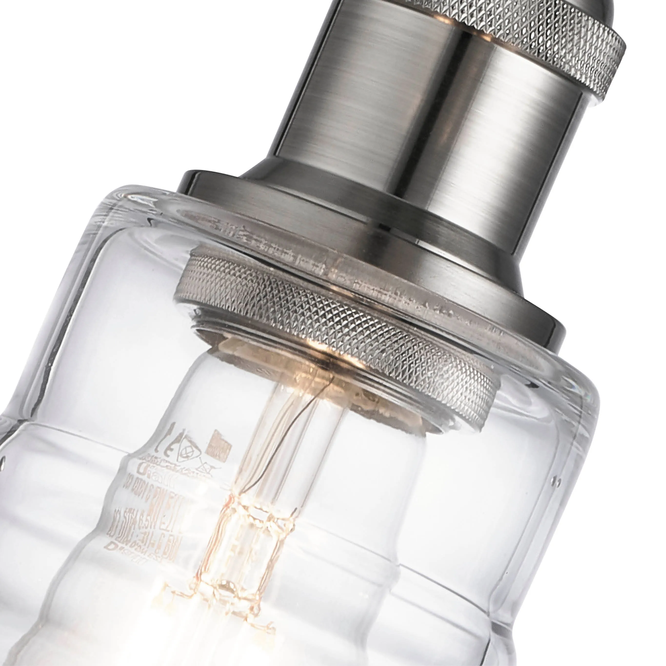 Witton Modern Glass Pendant Satin Silver Ceiling Light 28Cm