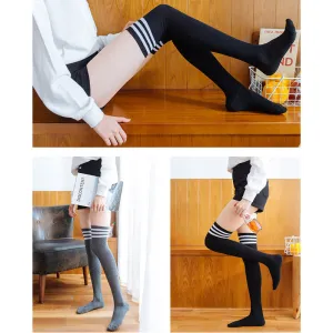 Women Warm Long Socks New Fashion Striped Knee Socks Girls