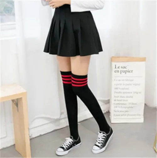 Women Warm Long Socks New Fashion Striped Knee Socks Girls