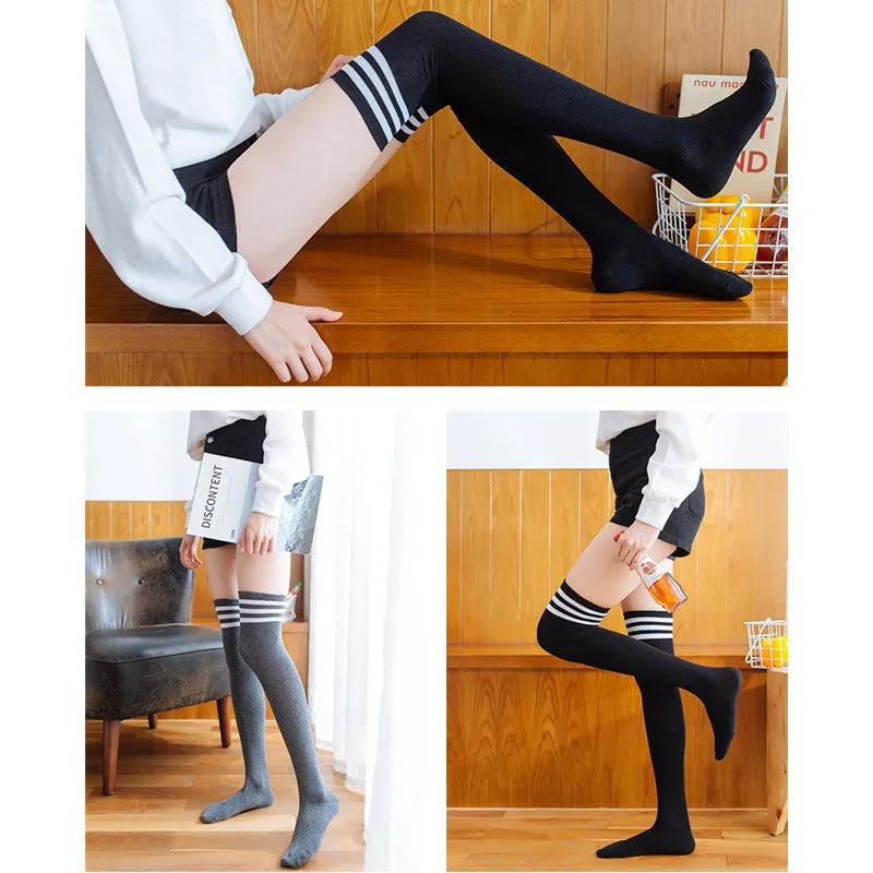Women Warm Long Socks New Fashion Striped Knee Socks Girls