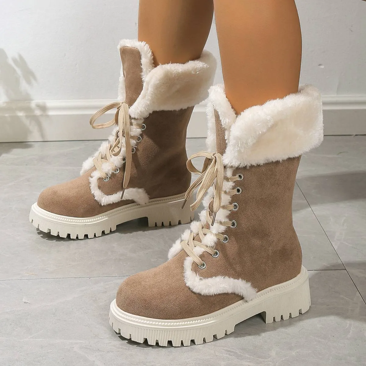 Women's Cotton Medium Plush Lined Snow Boots
