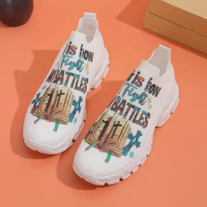 Women's Letter Print Platform Sneakers