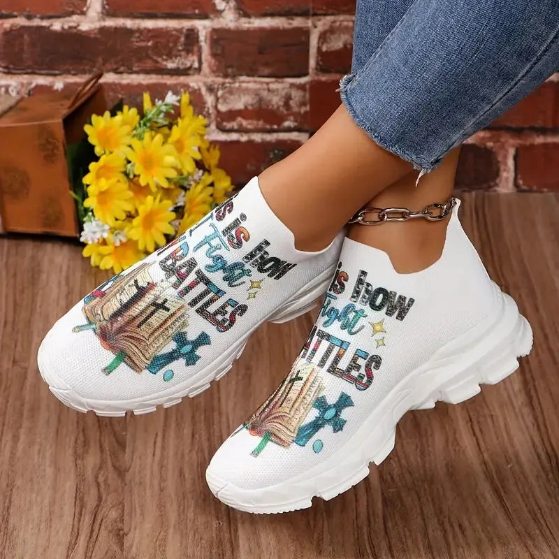 Women's Letter Print Platform Sneakers