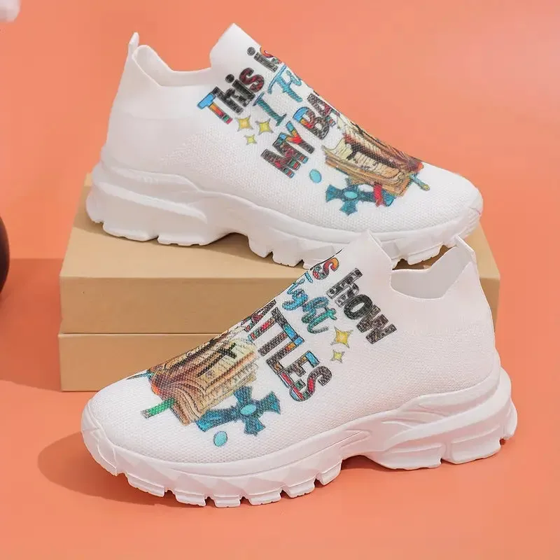 Women's Letter Print Platform Sneakers