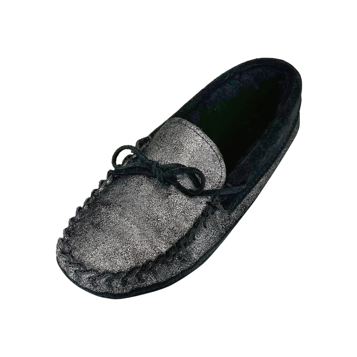 Women's Lined Shimmering Moccasin Slippers (Clearance)