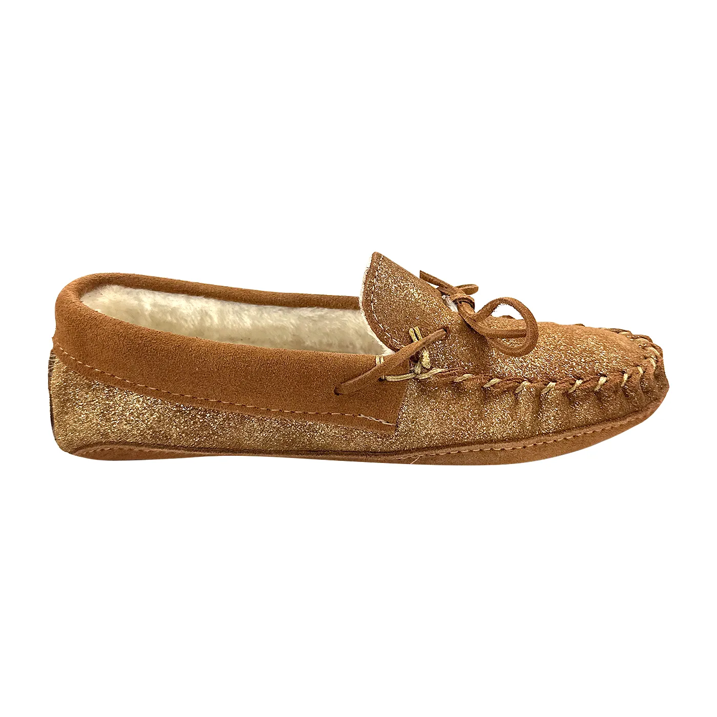 Women's Lined Shimmering Moccasin Slippers (Clearance)