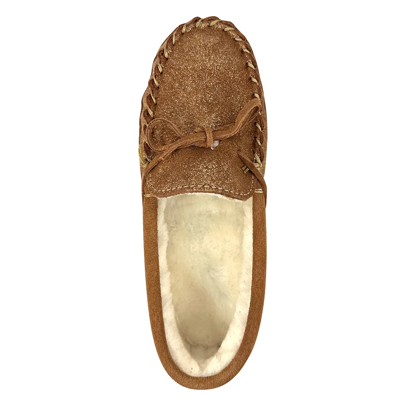Women's Lined Shimmering Moccasin Slippers (Clearance)