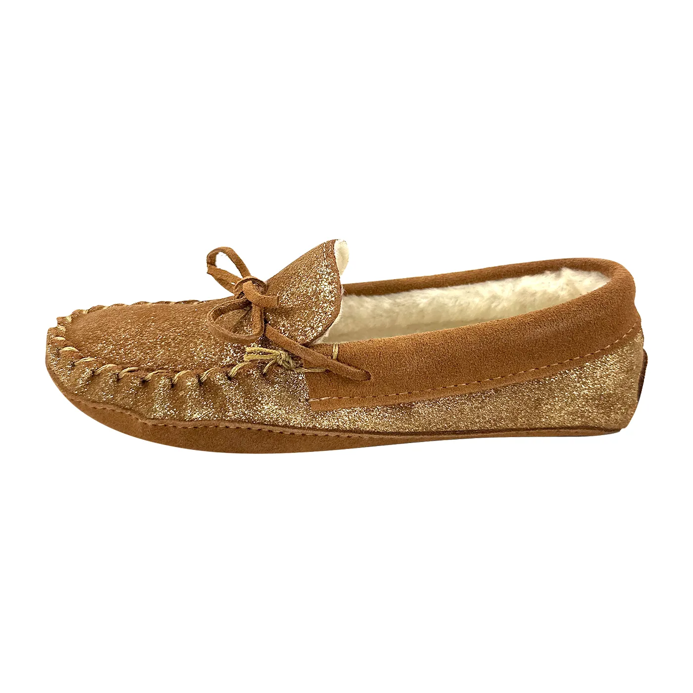 Women's Lined Shimmering Moccasin Slippers (Clearance)