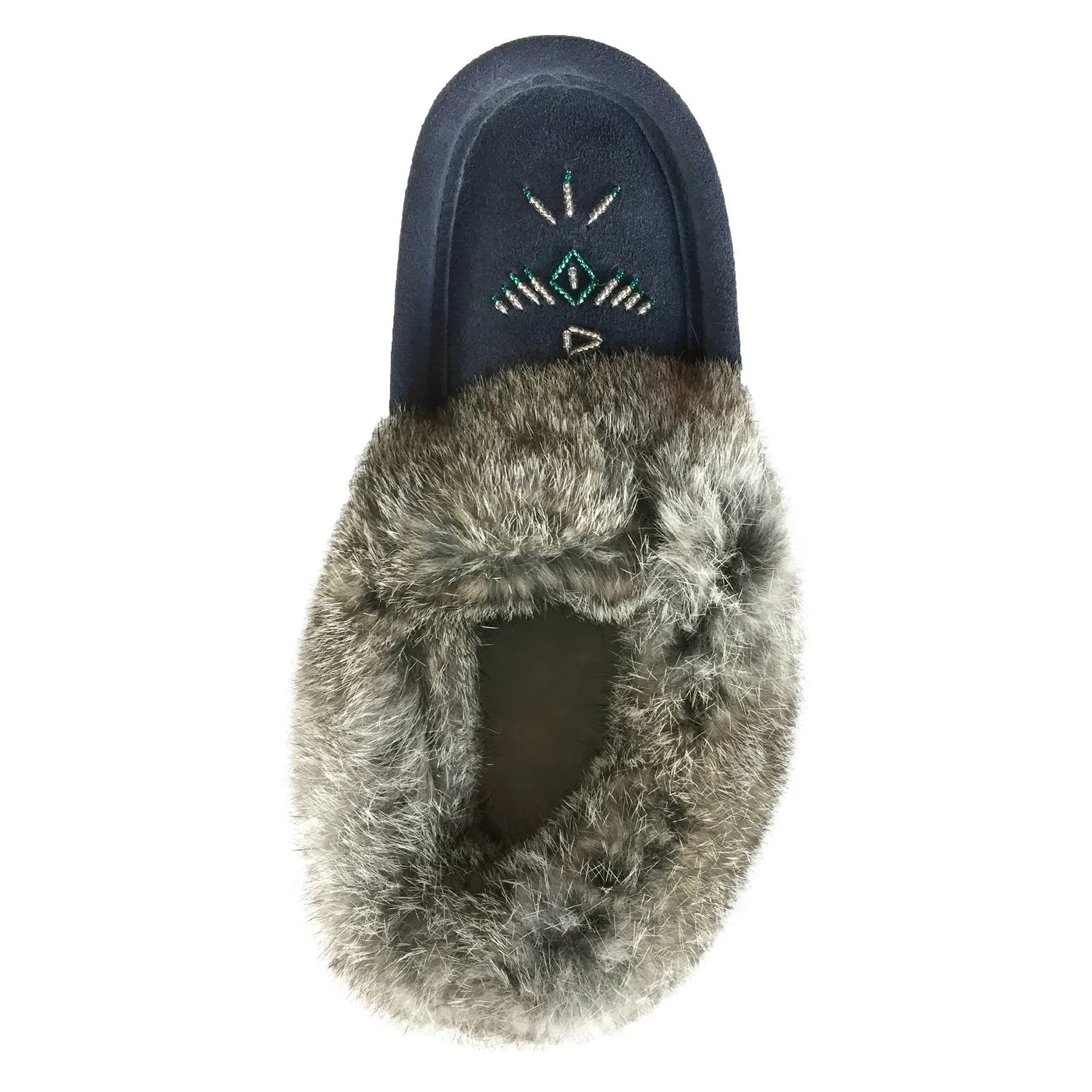 Women's Rabbit Fur Thunderbird Moccasin Slippers