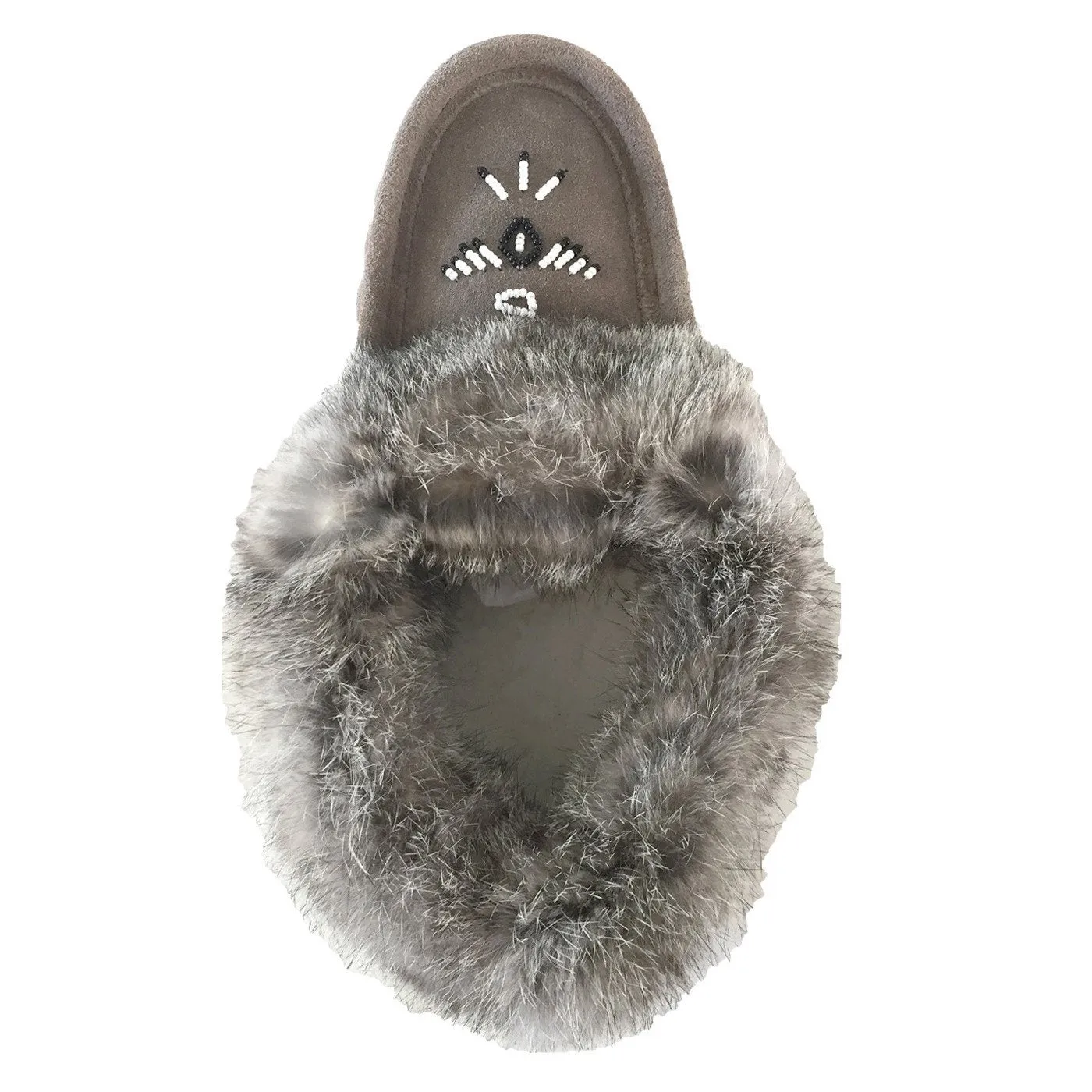 Women's Rabbit Fur Thunderbird Moccasin Slippers