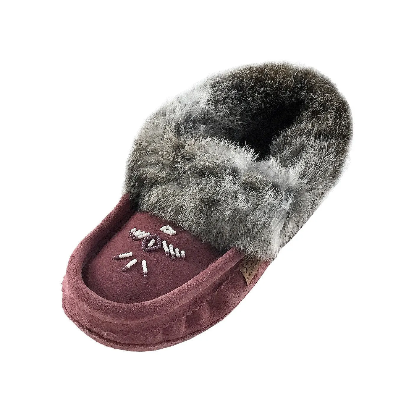Women's Rabbit Fur Thunderbird Moccasin Slippers