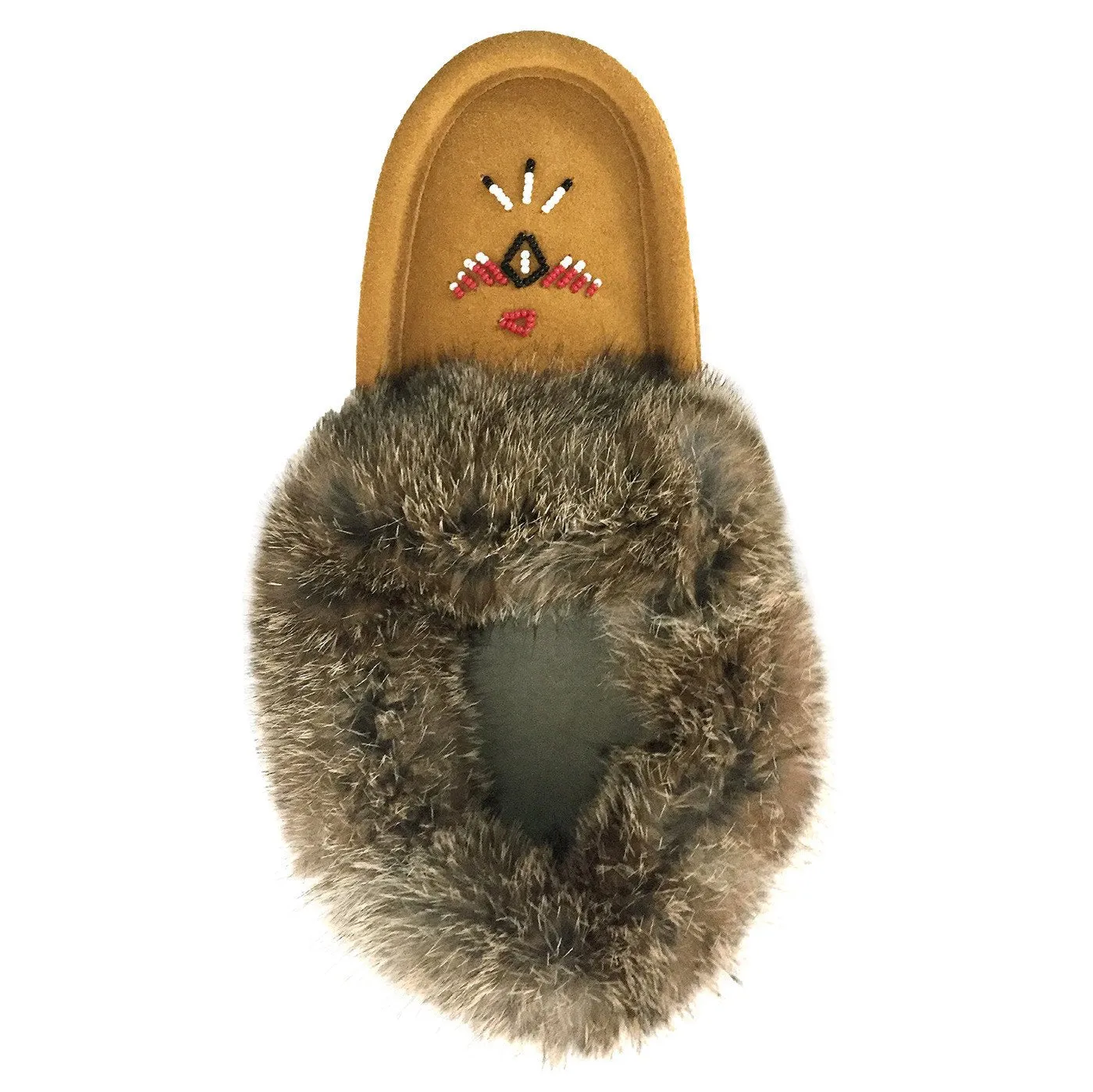 Women's Rabbit Fur Thunderbird Moccasin Slippers