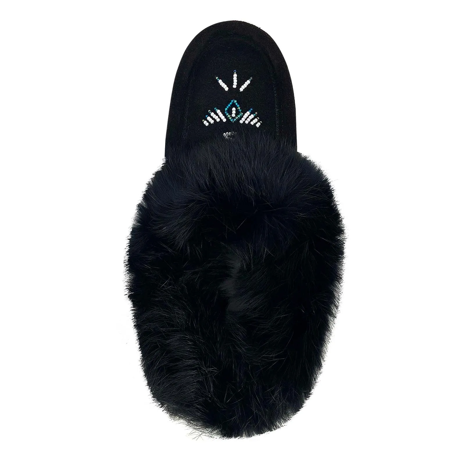 Women's Rabbit Fur Thunderbird Moccasin Slippers