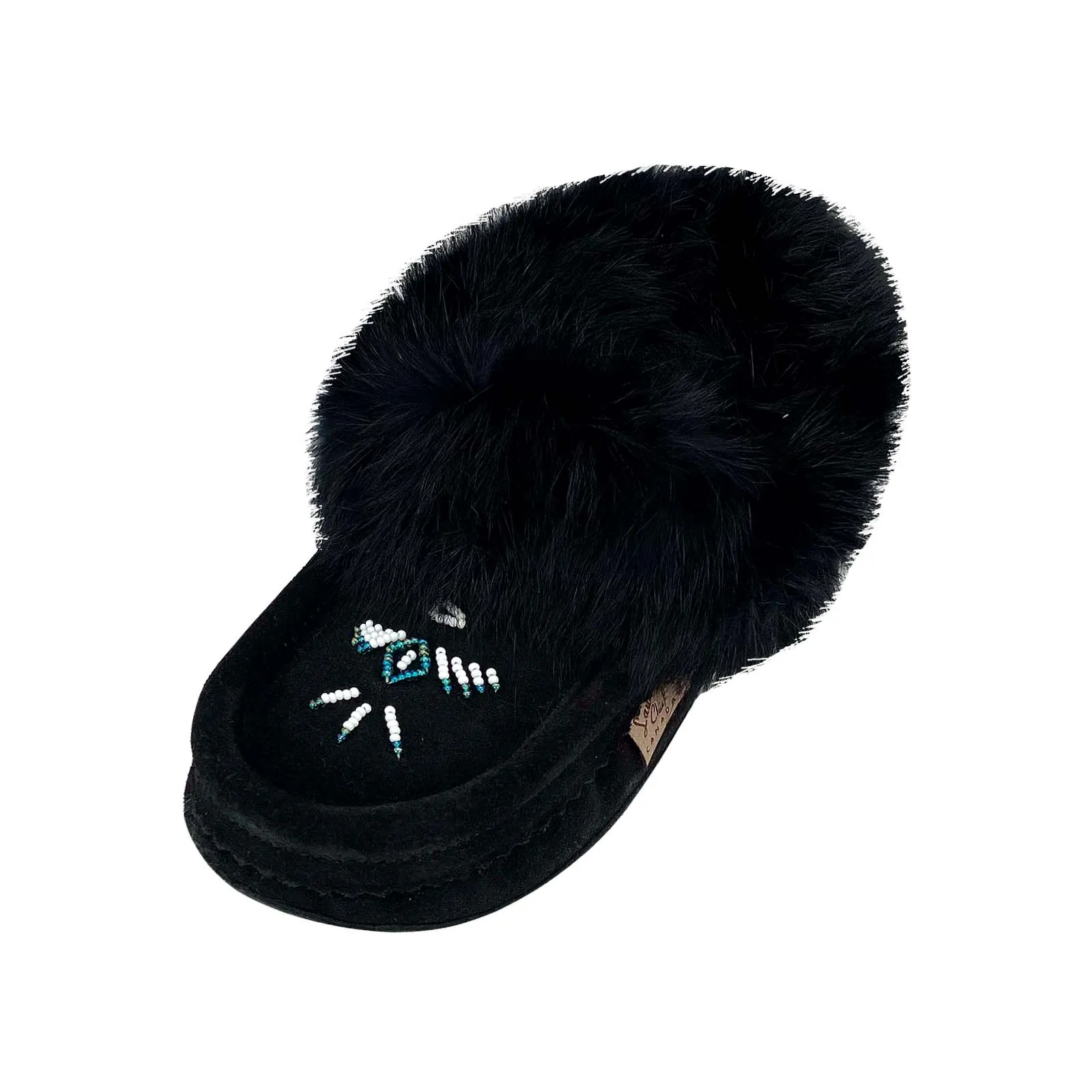Women's Rabbit Fur Thunderbird Moccasin Slippers