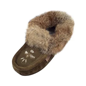Women's Rabbit Fur Thunderbird Moccasin Slippers