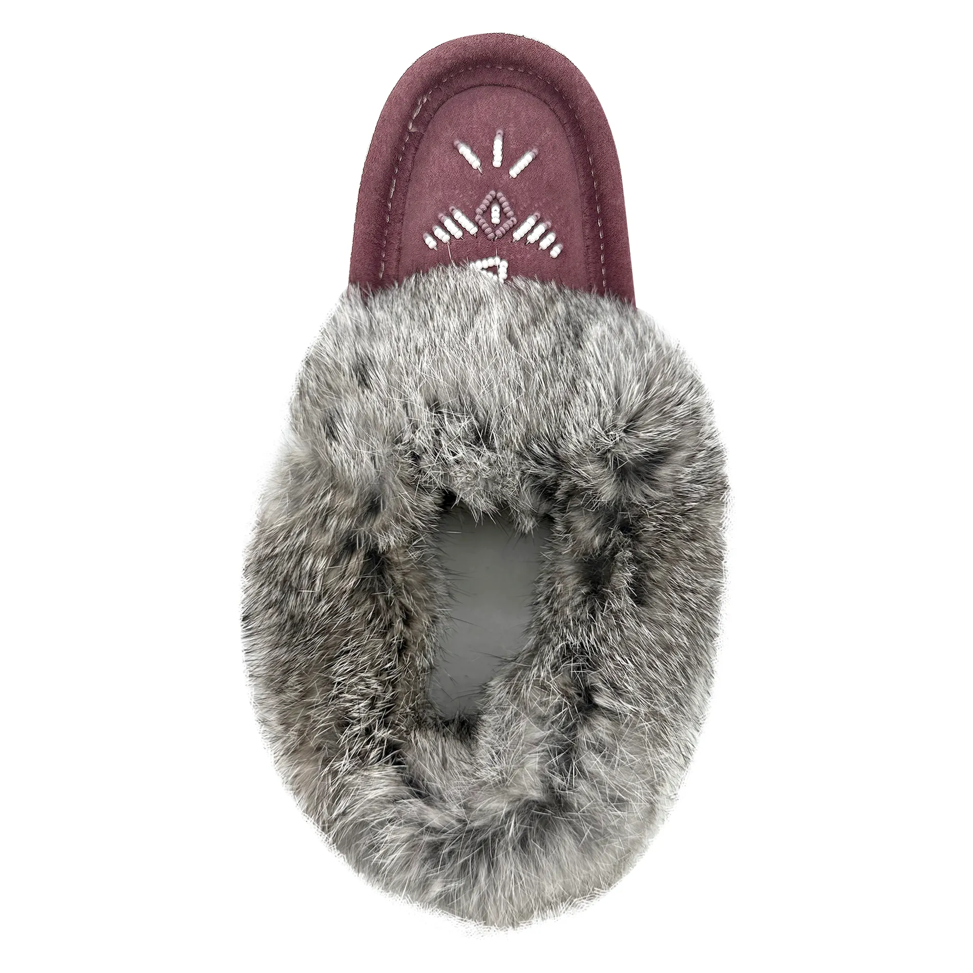 Women's Rabbit Fur Thunderbird Moccasin Slippers