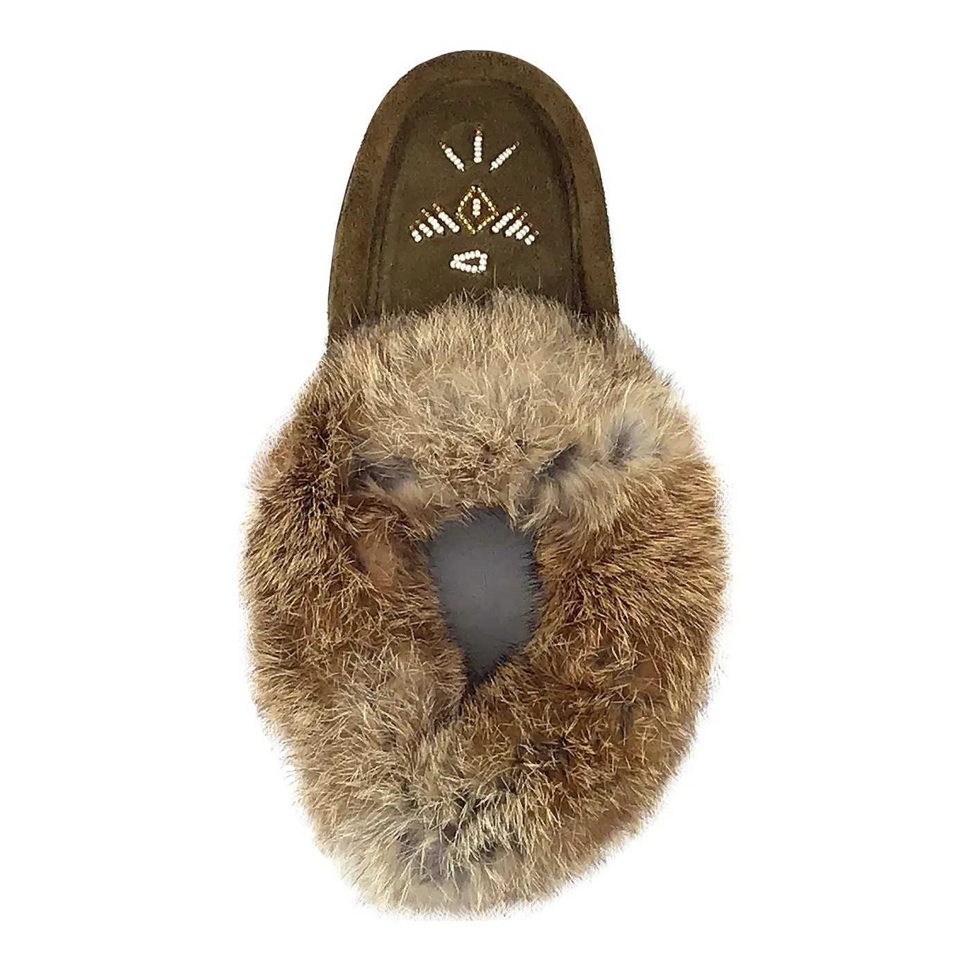 Women's Rabbit Fur Thunderbird Moccasin Slippers