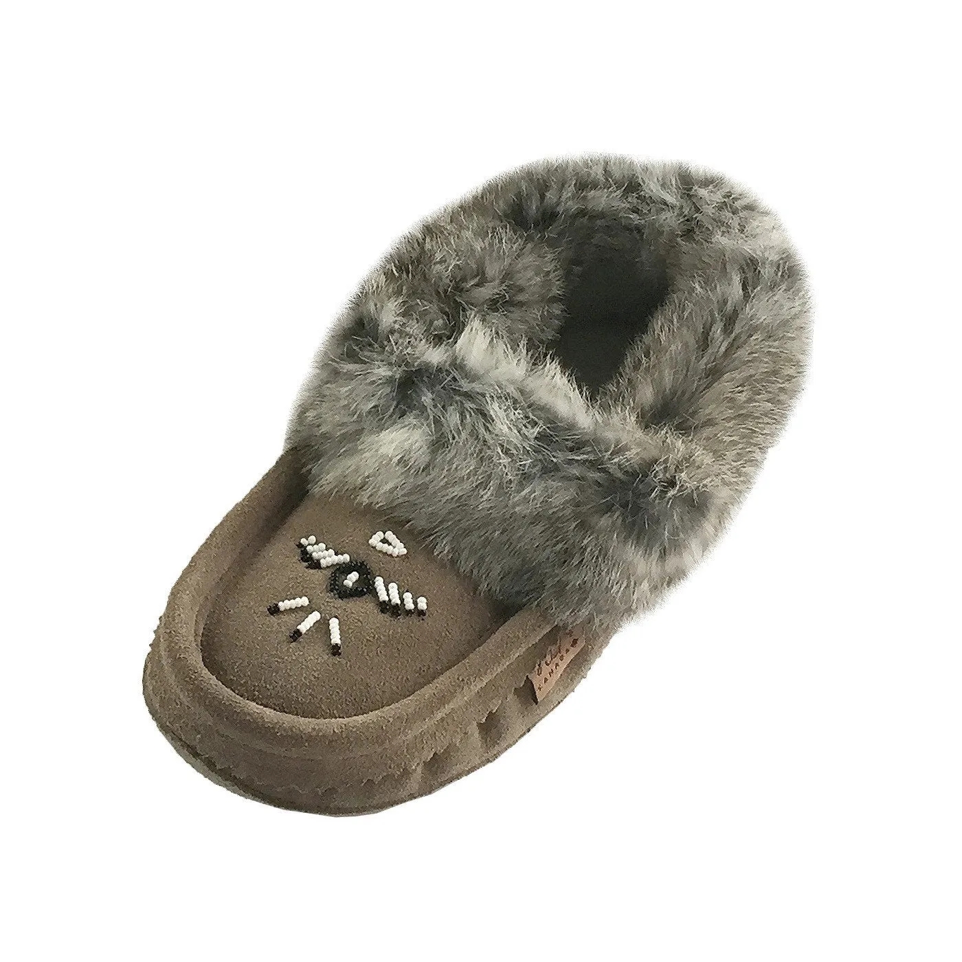 Women's Rabbit Fur Thunderbird Moccasin Slippers