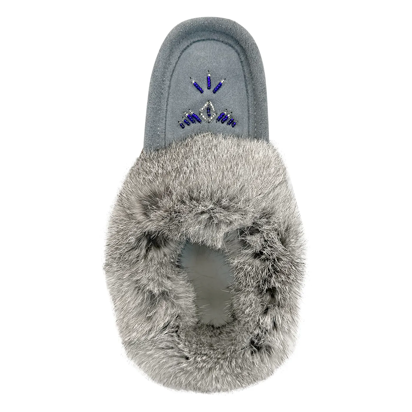 Women's Rabbit Fur Thunderbird Moccasin Slippers